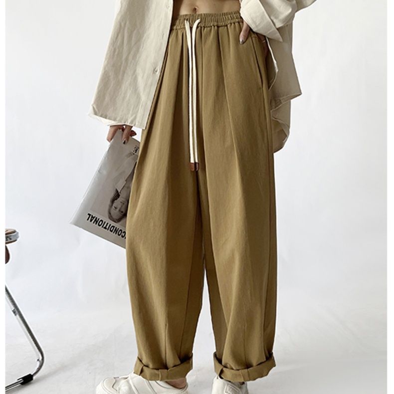 ベージュパンツ リラックスワイドパンツ