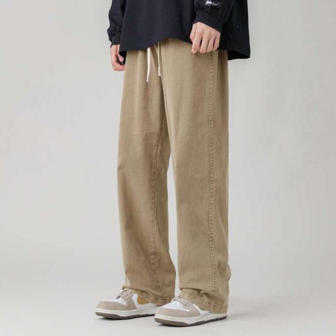 ベージュパンツ ベージュカーゴパンツ ゆったり紐調整リラックス