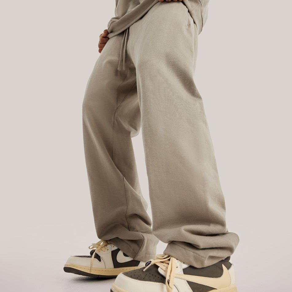 ベージュパンツ 厚手裏起毛ベージュジョガーパンツ男女兼用 スエット