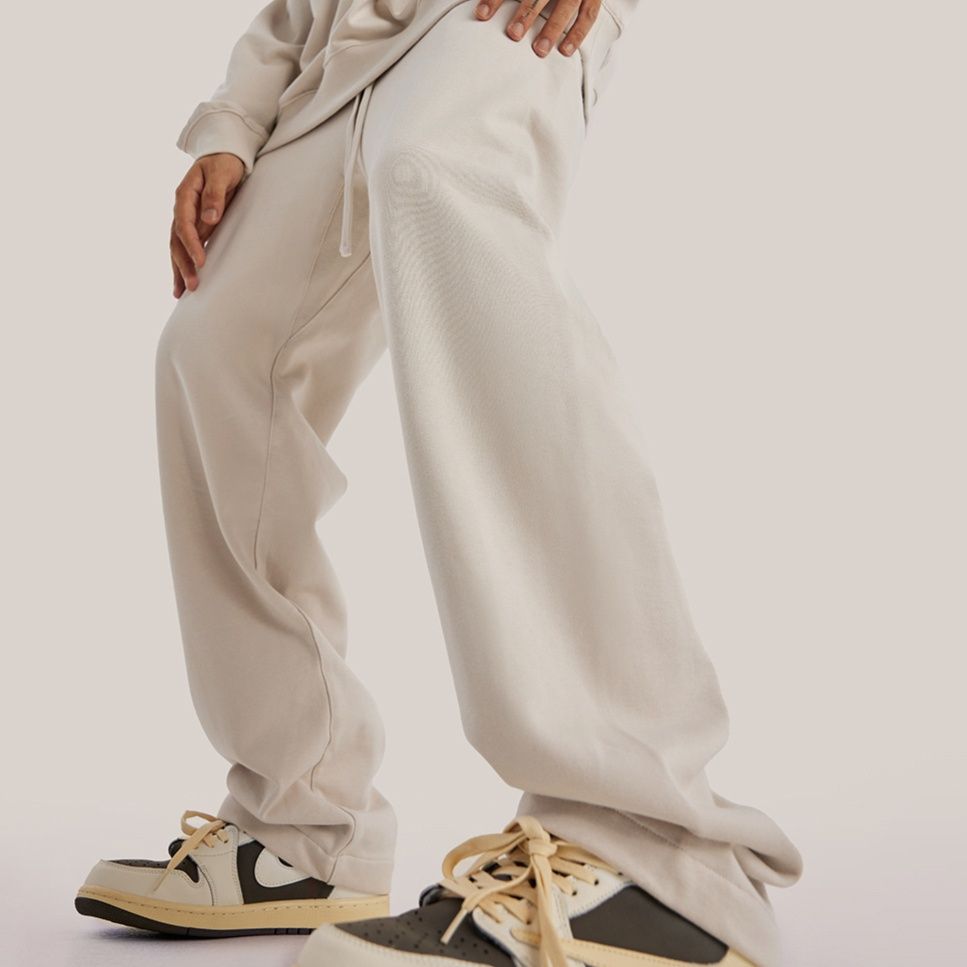 ベージュパンツ 厚手裏起毛ベージュジョガーパンツ男女兼用 スエット
