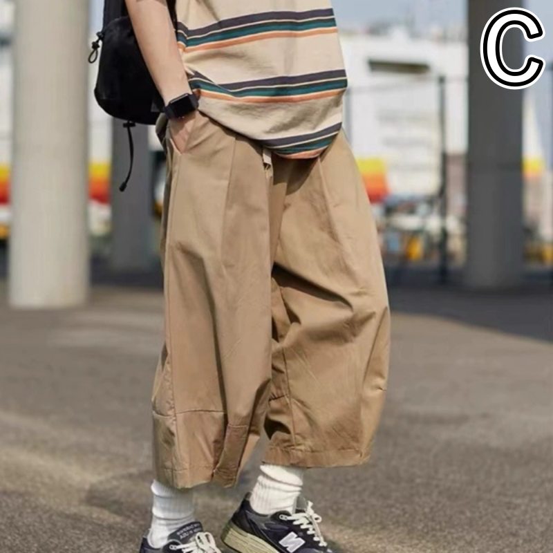 ベージュパンツ ベージュ七分丈ワークパンツ メンズ