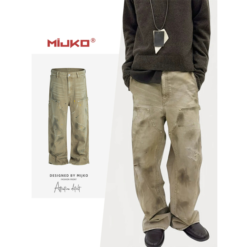 ベージュパンツ 男女兼用 ビンテージ風 ベージュカーゴパンツ ストリート系