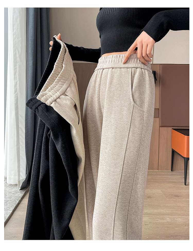 ベージュパンツ リラックスワイドストレートパンツ