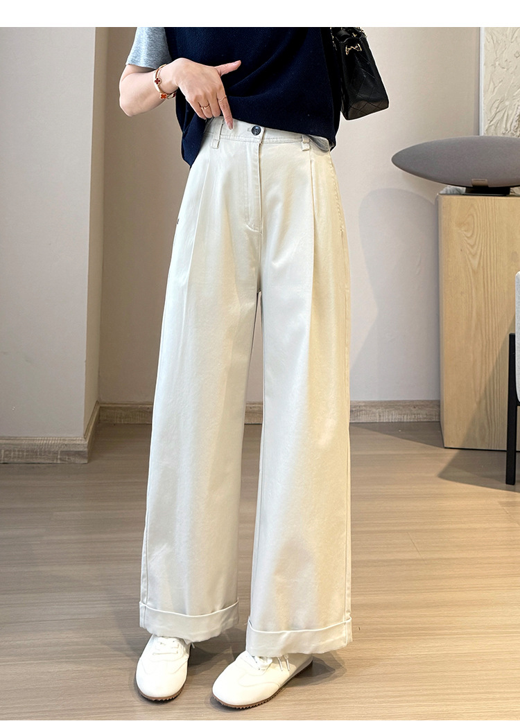 ベージュパンツ ベージュパンツ ワイドシルエット ロールアップパンツ