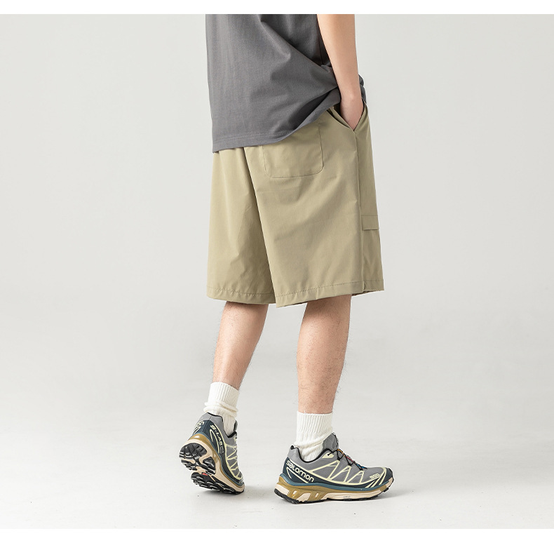 ベージュパンツ メンズ 夏新作 五分丈 作業風 短パン カーキ色 全2色