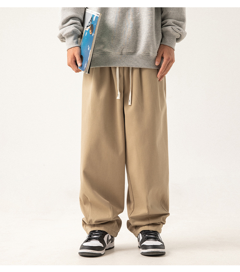ベージュパンツ 裏起毛あったかワイドパンツ