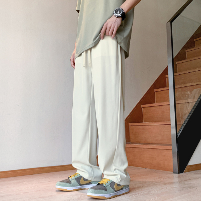 ベージュパンツ ベージュパンツ ゆったり楽ちん紐付きワイドパンツ