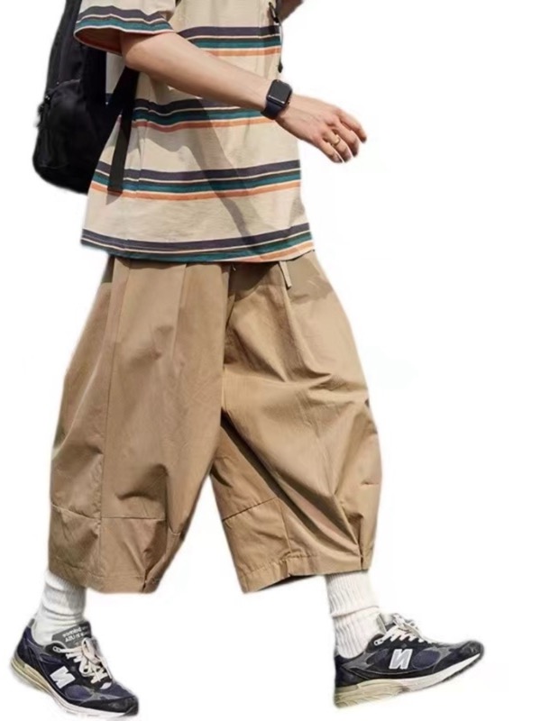 ベージュパンツ ベージュ七分丈ワークパンツ メンズ