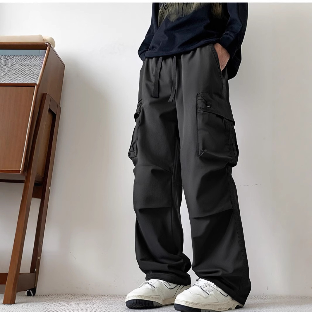 ベージュパンツ ベージュパンツ リラックス多機能ポケットパンツ