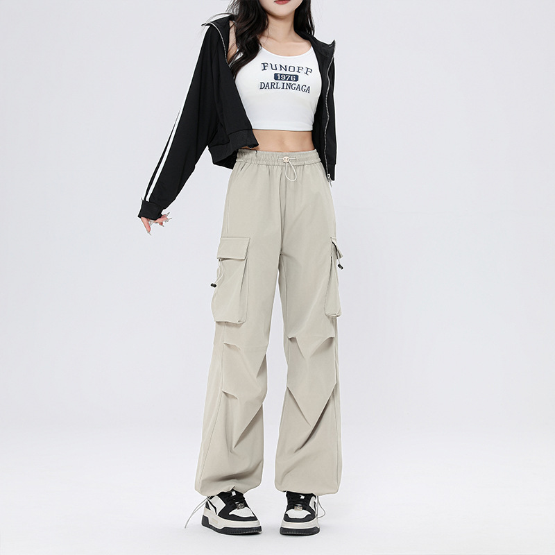ベージュパンツ ベージュパンツ フラップデザイン多機能ワイドパンツ