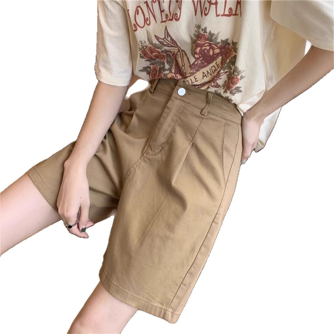 ベージュパンツ ベージュパンツ 上品シルエットハーフパンツ