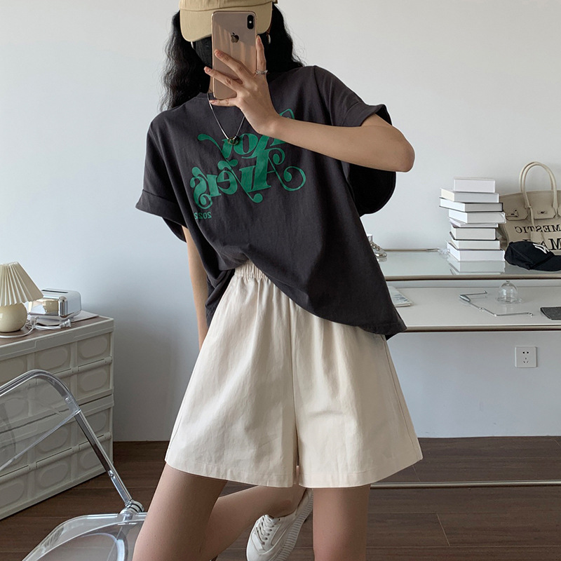 ベージュパンツ ベージュパンツ リラックスワイドハーフパンツ