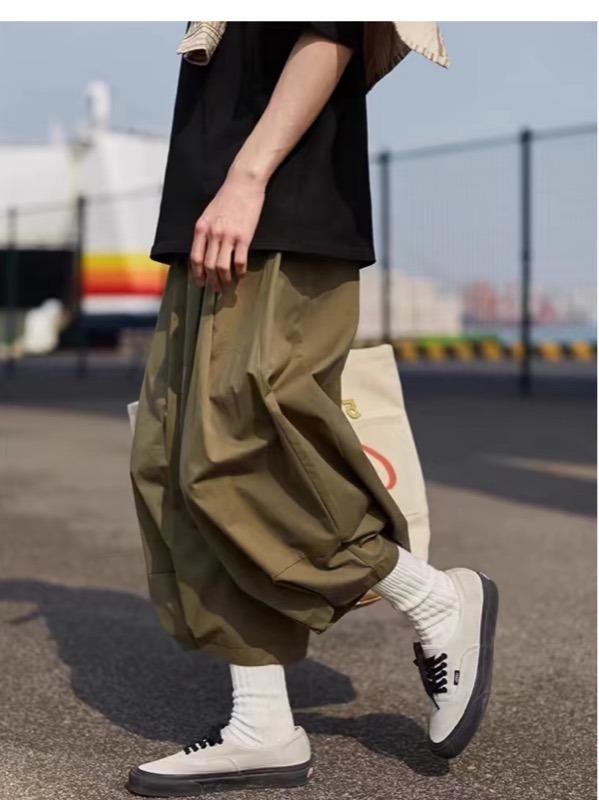 ベージュパンツ ベージュ七分丈ワークパンツ メンズ