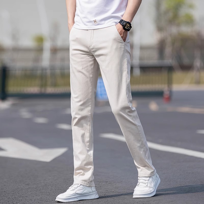 ベージュパンツ ベージュパンツ すっきりシルエット細身チノパン