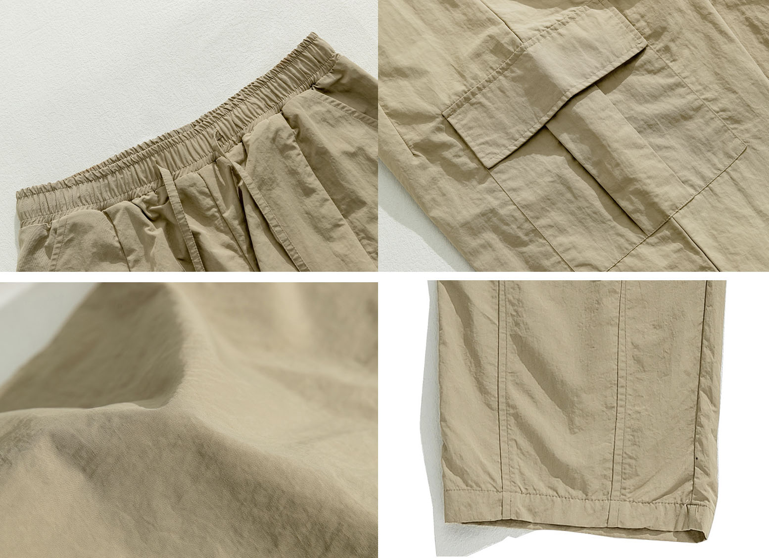 ベージュパンツ 男女兼用 ワイドカーゴパンツ ベージュ 春夏