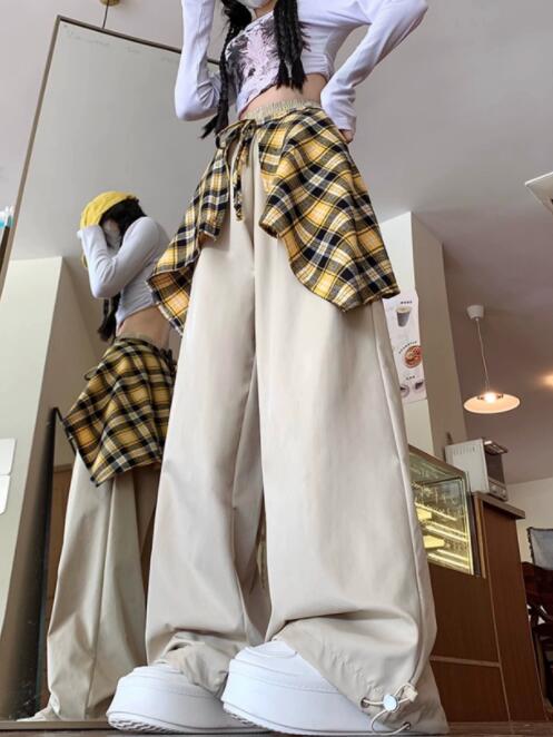 ベージュパンツ ベージュワイドカーゴパンツ ヒップホップダンス衣装