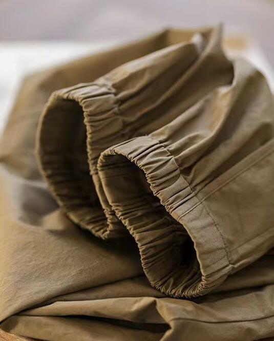 ベージュパンツ レディースハイウエストゆったりテーパードカーゴパンツ