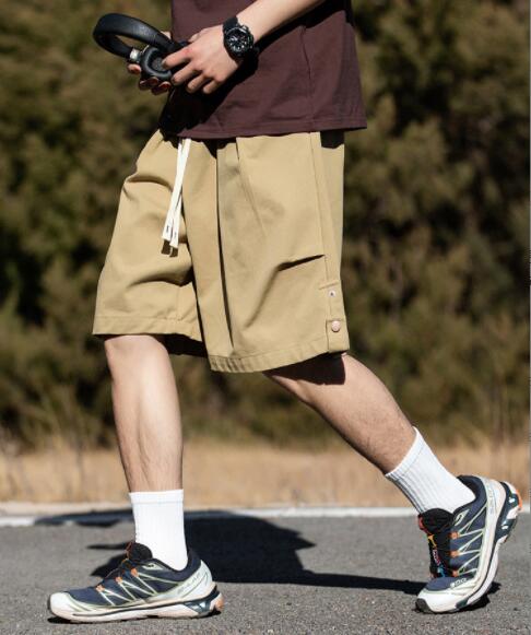 ベージュパンツ メンズ ベージュ カーゴハーフパンツ ワイド