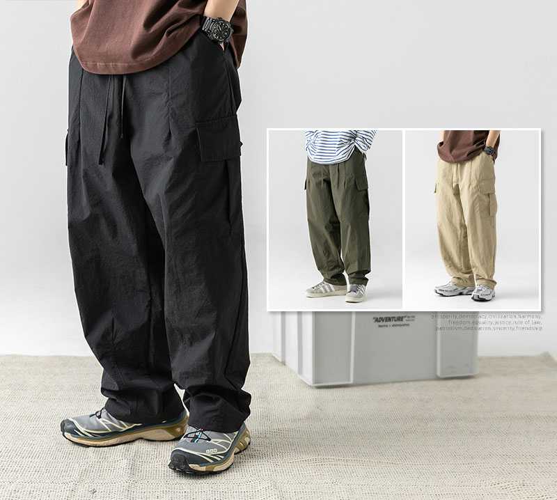 ベージュパンツ 男女兼用 ワイドカーゴパンツ ベージュ 春夏