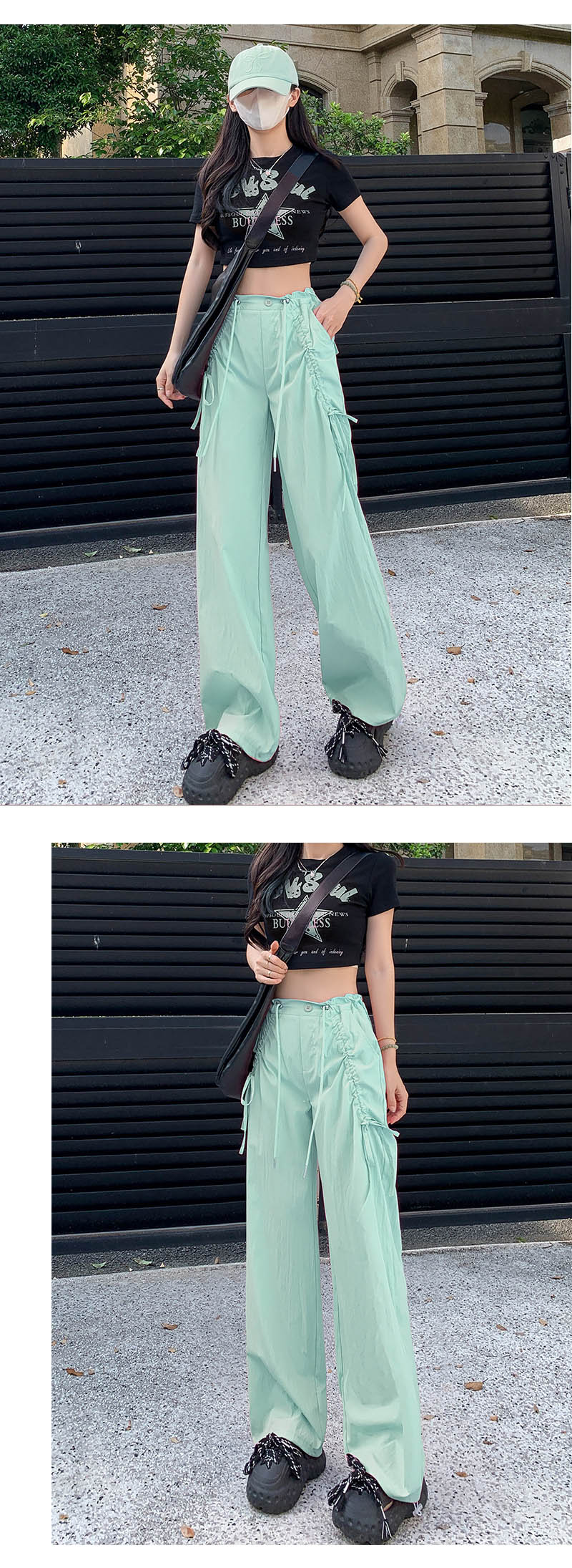 ベージュパンツ レディース ベージュ カーゴパンツ ワイド ズボン 体型カバー