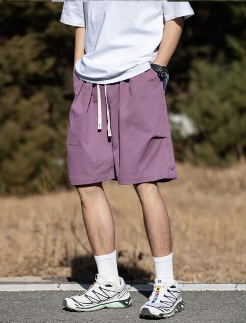 ベージュパンツ メンズ ベージュ カーゴハーフパンツ ワイド