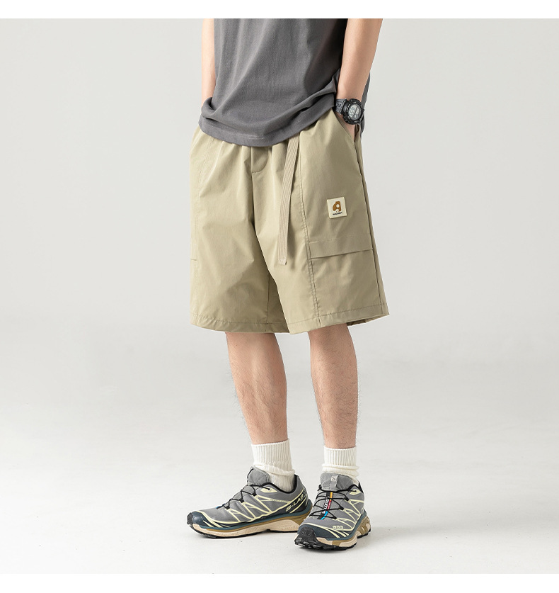 ベージュパンツ メンズ 夏新作 五分丈 作業風 短パン カーキ色 全2色