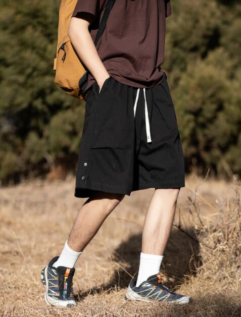 ベージュパンツ メンズ ベージュ カーゴハーフパンツ ワイド