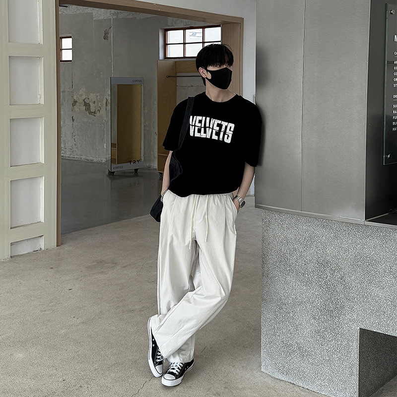ベージュパンツ ベージュパンツ ゆったりドローコード ワイドスラックス