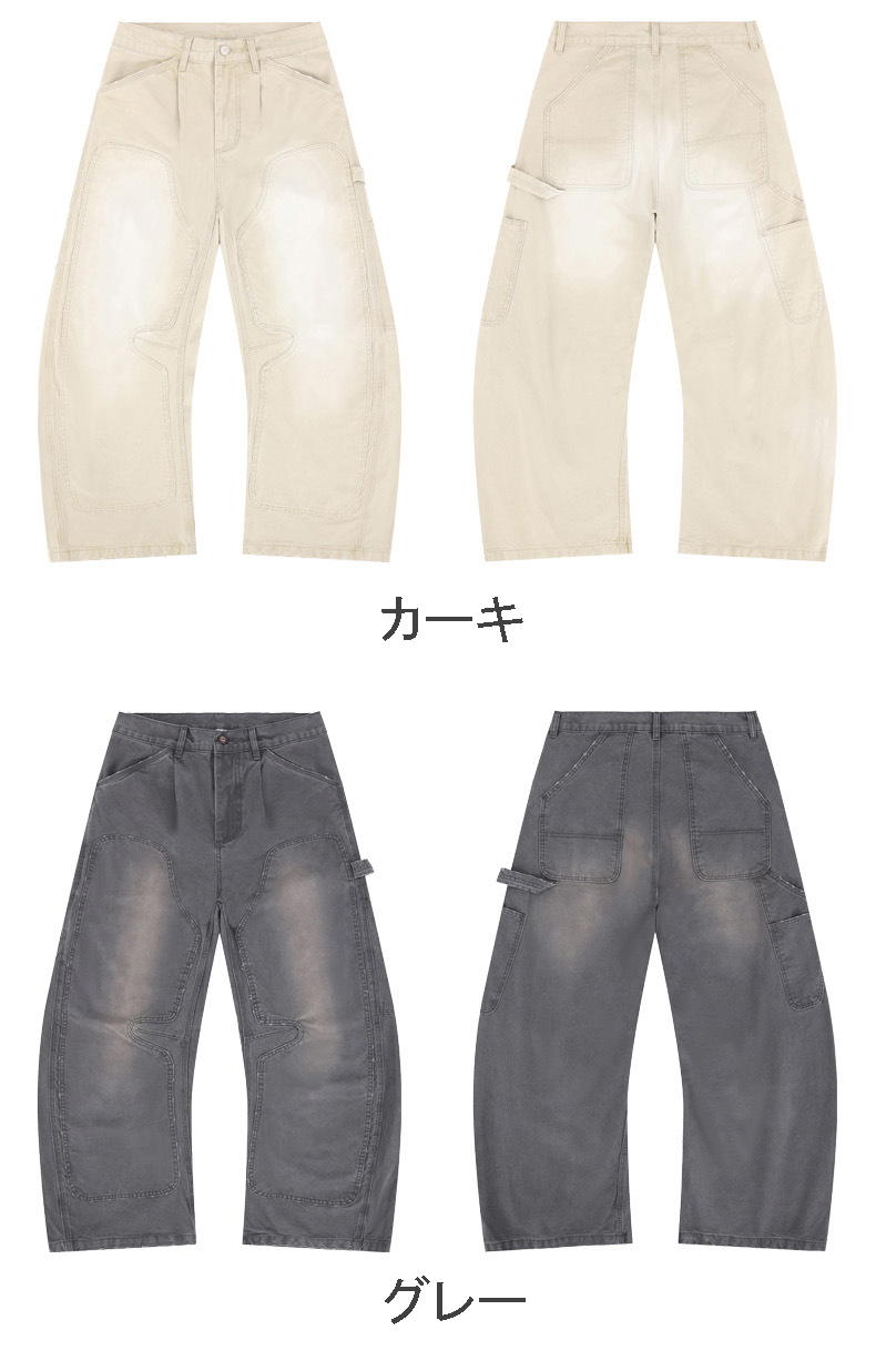 メンズ ビンテージ風 ワーク系 ベージュパンツ 男女兼用 ストリート系 ボトムス