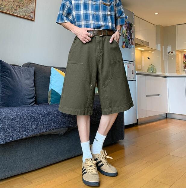 ベージュパンツ メンズ夏用ベージュカーゴハーフパンツ