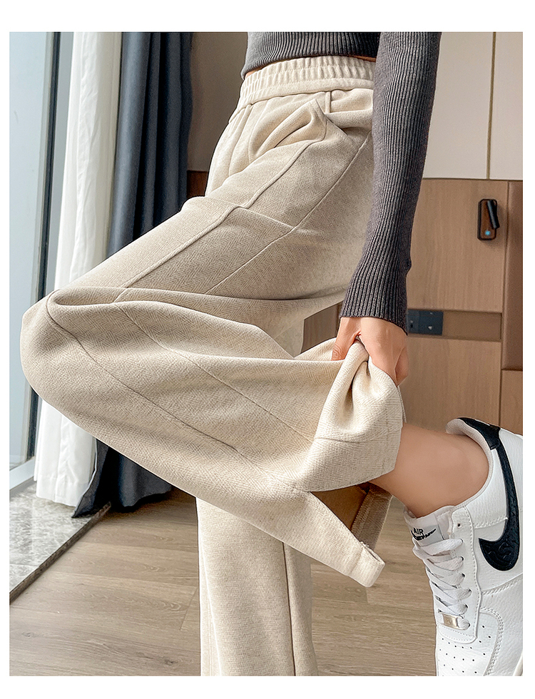 ベージュパンツ リラックスワイドストレートパンツ