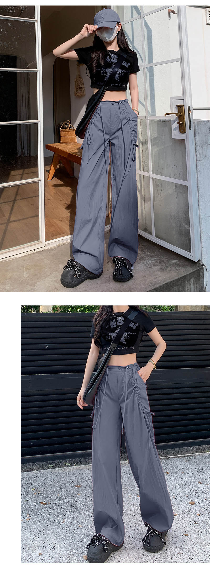 ベージュパンツ レディース ベージュ カーゴパンツ ワイド ズボン 体型カバー
