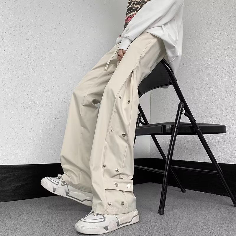 ベージュパンツ ベージュパンツ サイドスナップ ワイド カーゴパンツ
