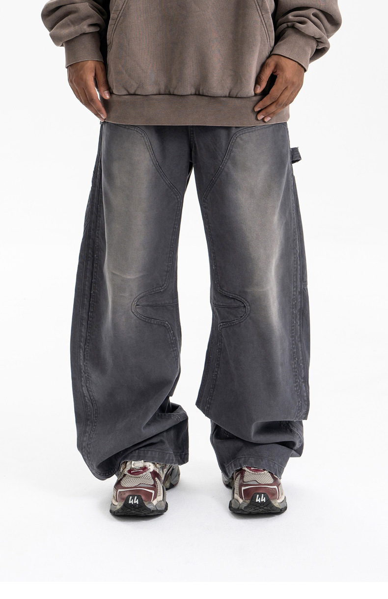 メンズ ビンテージ風 ワーク系 ベージュパンツ 男女兼用 ストリート系 ボトムス