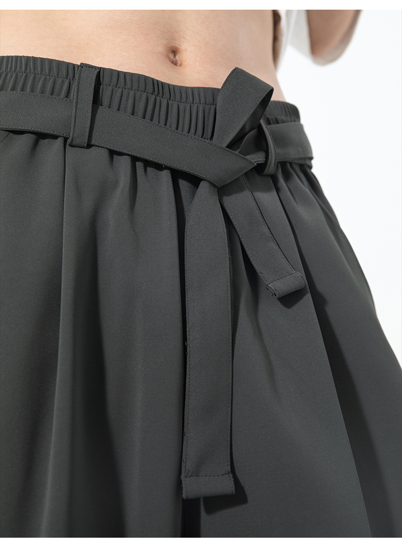 ベージュパンツ メンズ ベルト付きワイドショートパンツ 薄手五分丈