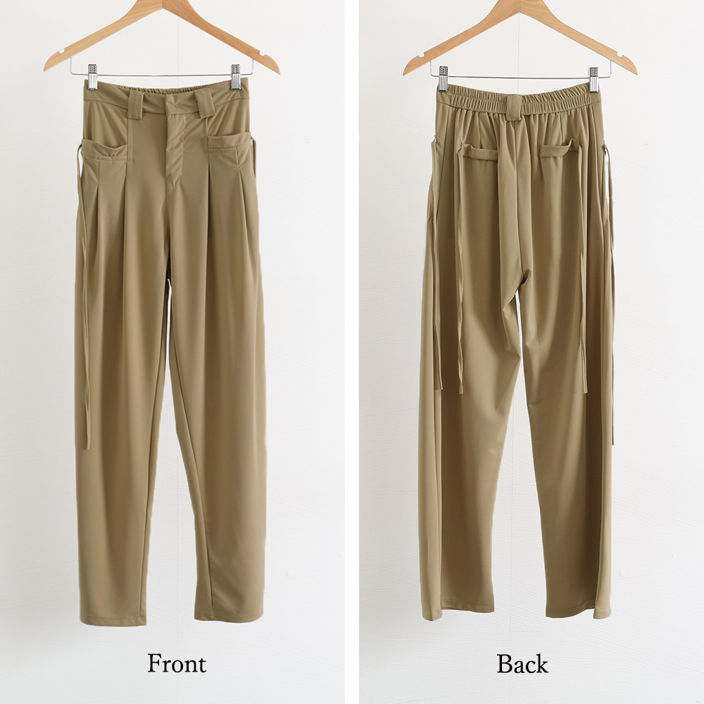 ベージュパンツ ハイウエストワイドパンツ ベージュ 体型カバー