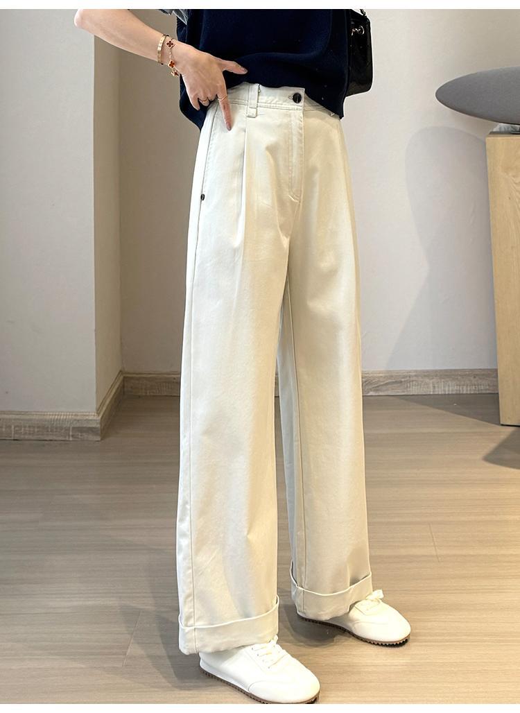 ベージュパンツ ベージュパンツ ワイドシルエット ロールアップパンツ