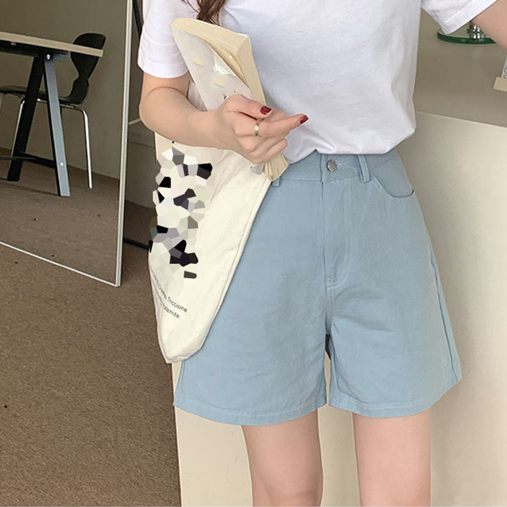 ベージュパンツ ハイウエスト カラーショートパンツ ベージュ