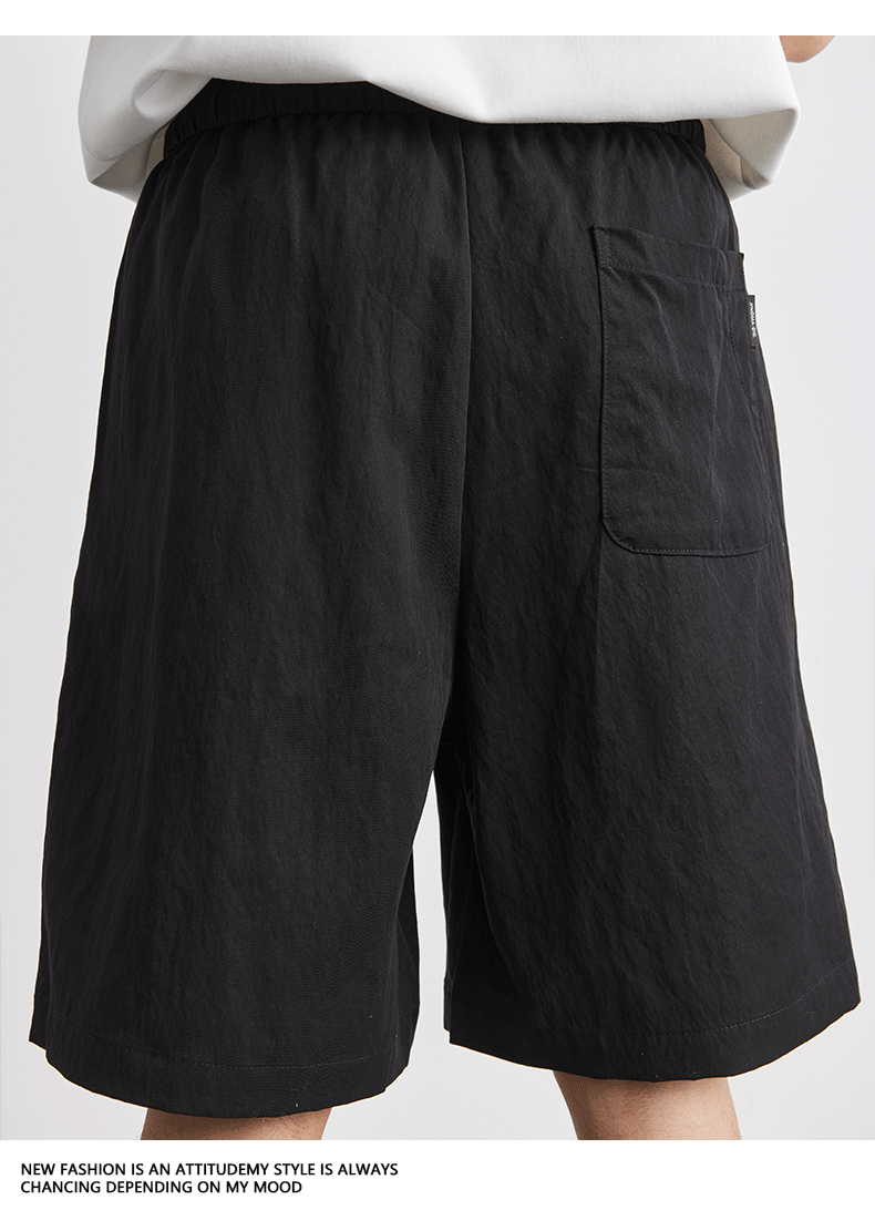 ベージュパンツ メンズ 薄手テンセル ワイドショートパンツ 夏用涼感ハーフパンツ