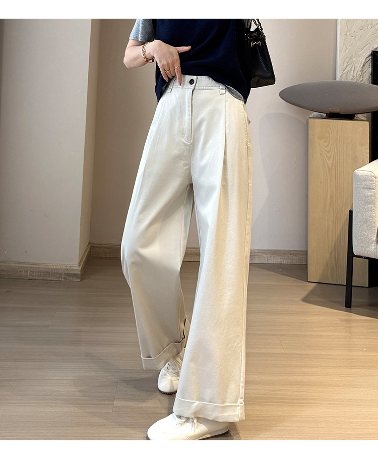 ベージュパンツ ベージュパンツ ワイドシルエット ロールアップパンツ