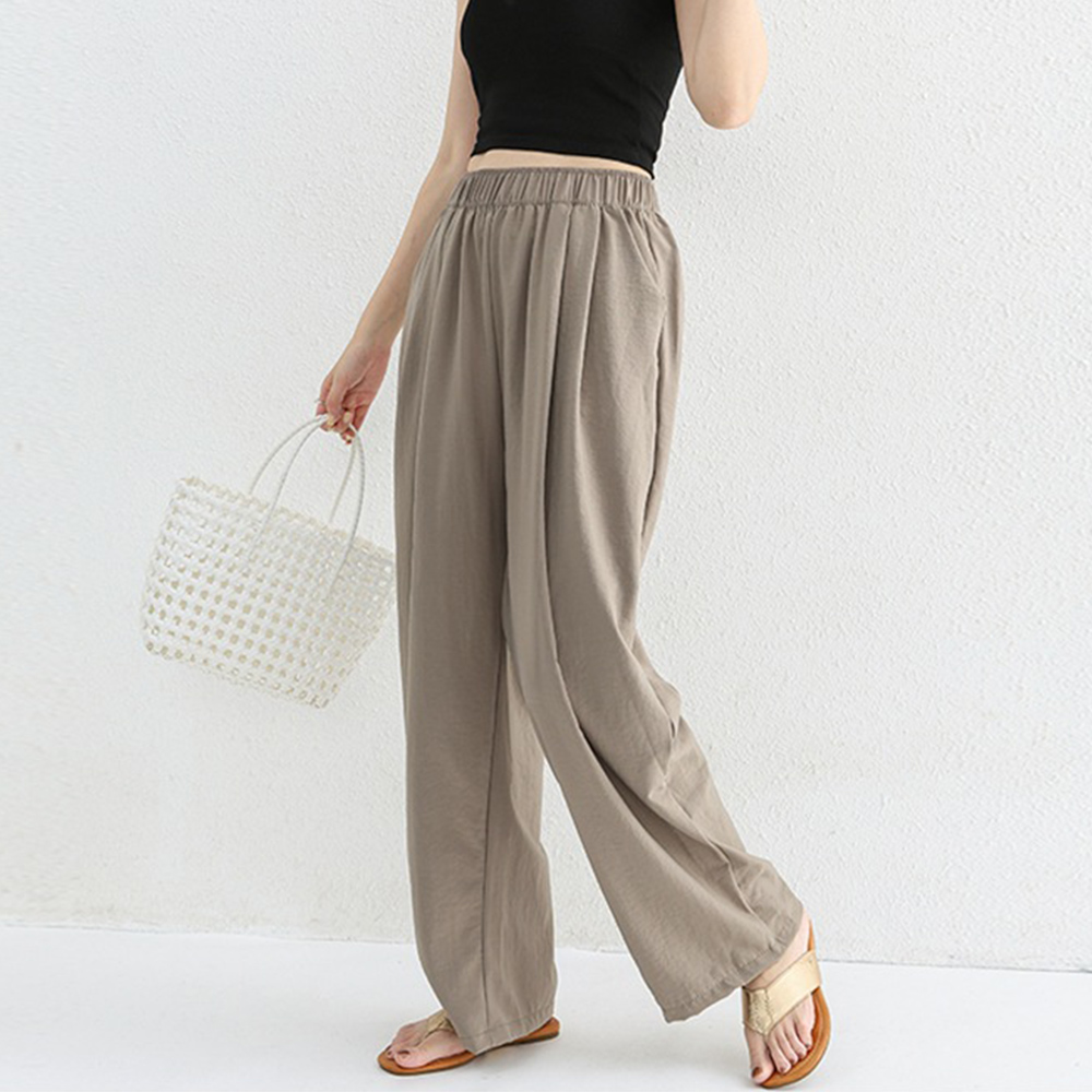 ベージュパンツ 体型カバー ベージュ ワイドパンツ レディース 美脚
