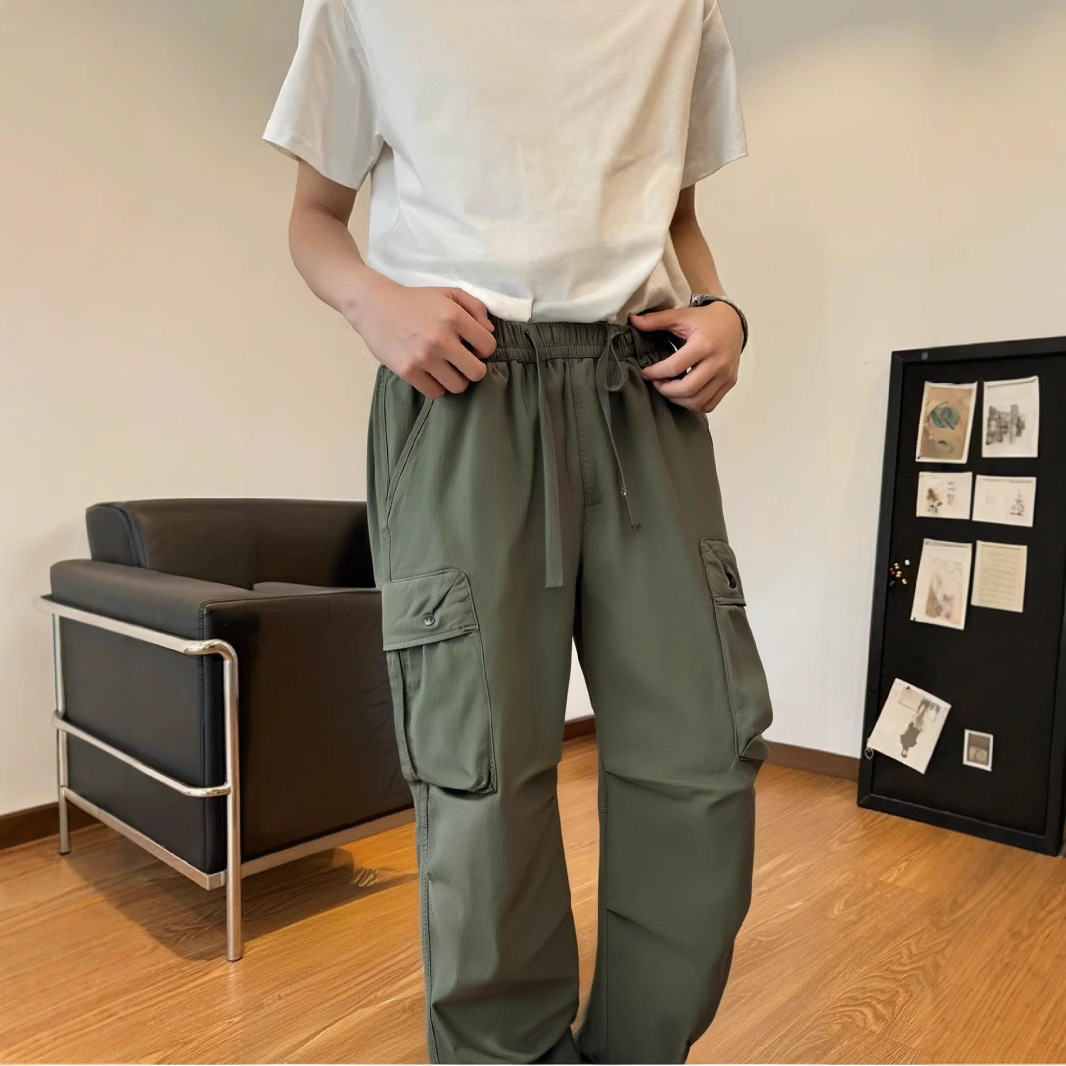 ベージュパンツ ベージュパンツ リラックス多機能ポケットパンツ