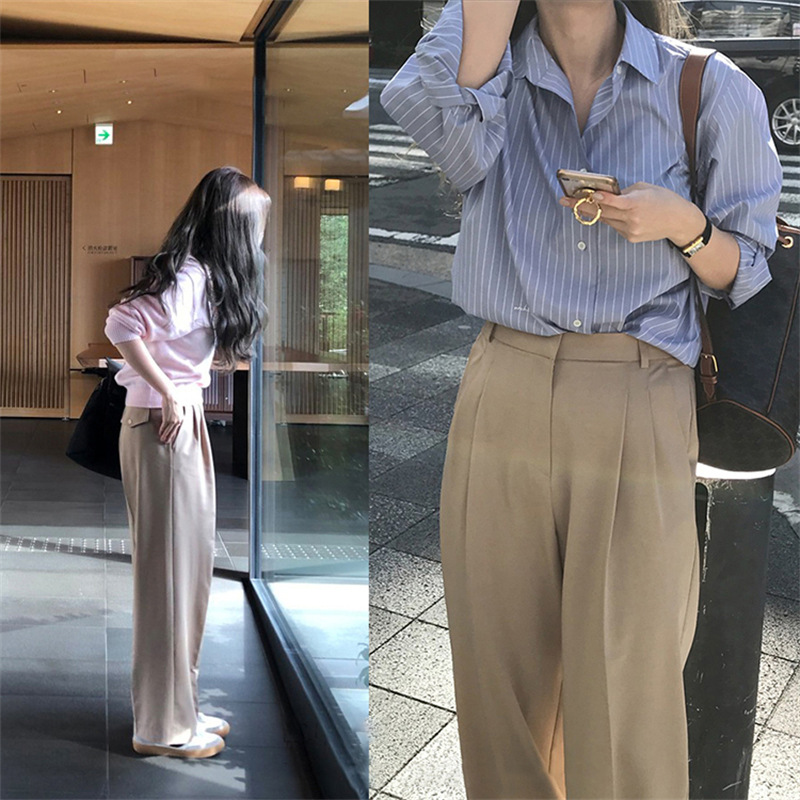 ベージュパンツ ゆとりワイドシルエットチノパン