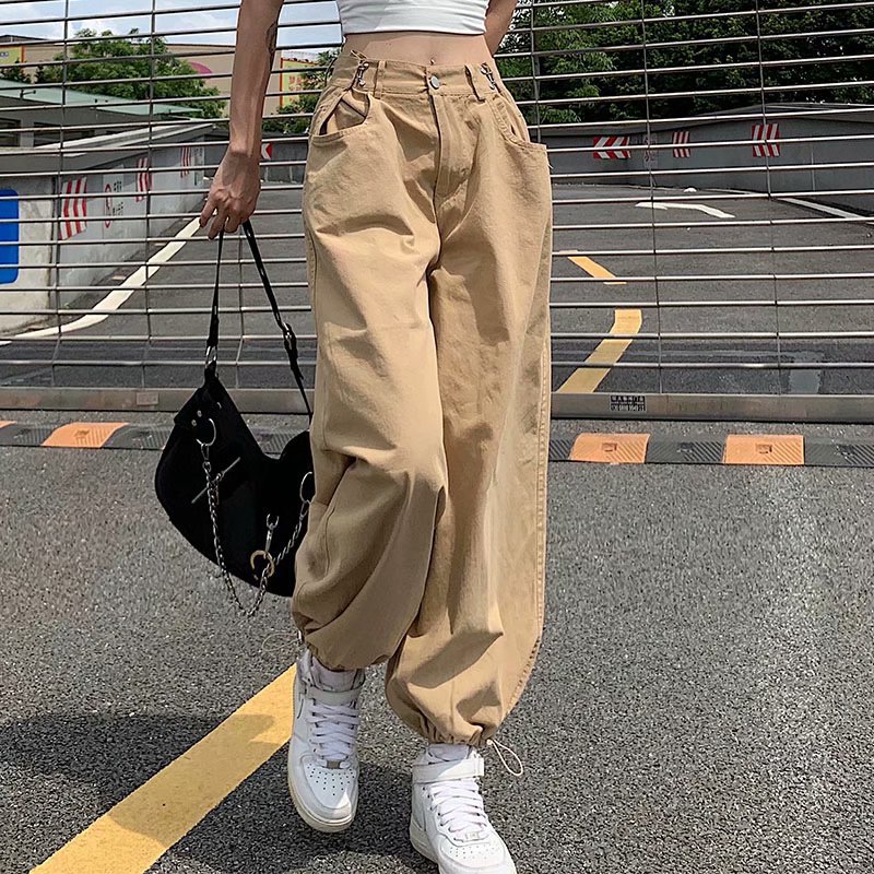 ベージュパンツ レディース ゆったりカジュアル バルーンパンツ
