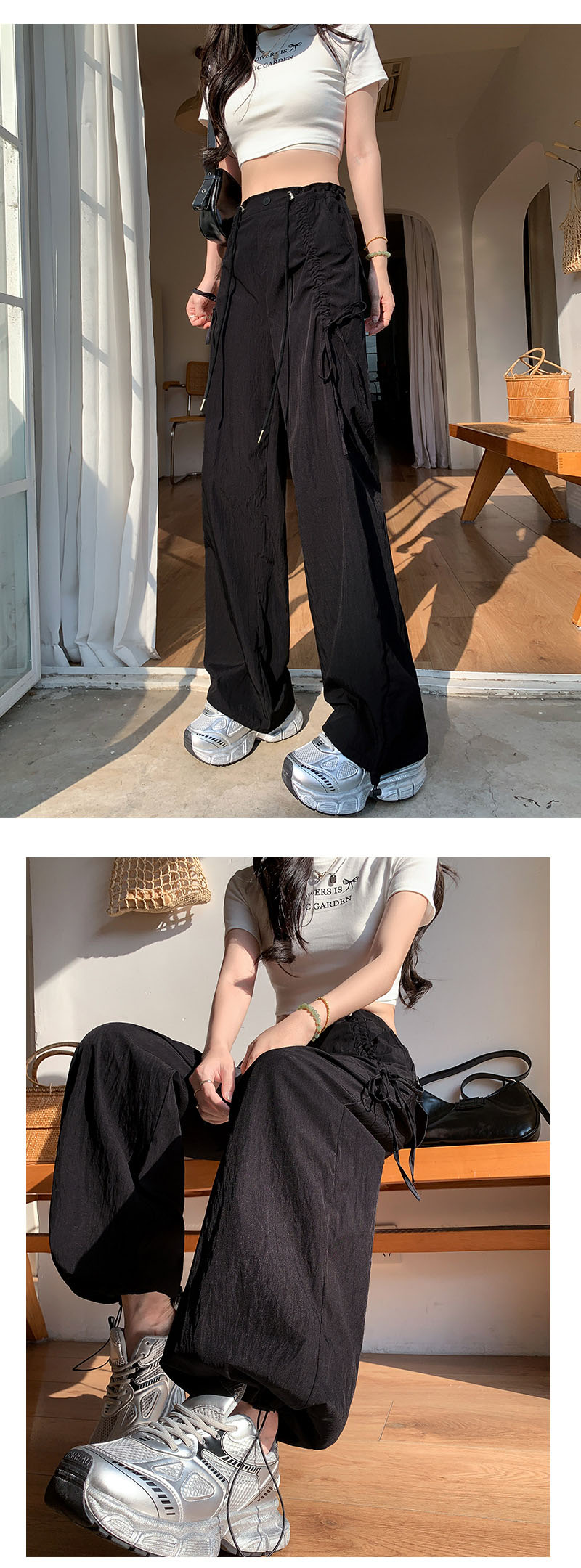 ベージュパンツ レディース ベージュ カーゴパンツ ワイド ズボン 体型カバー