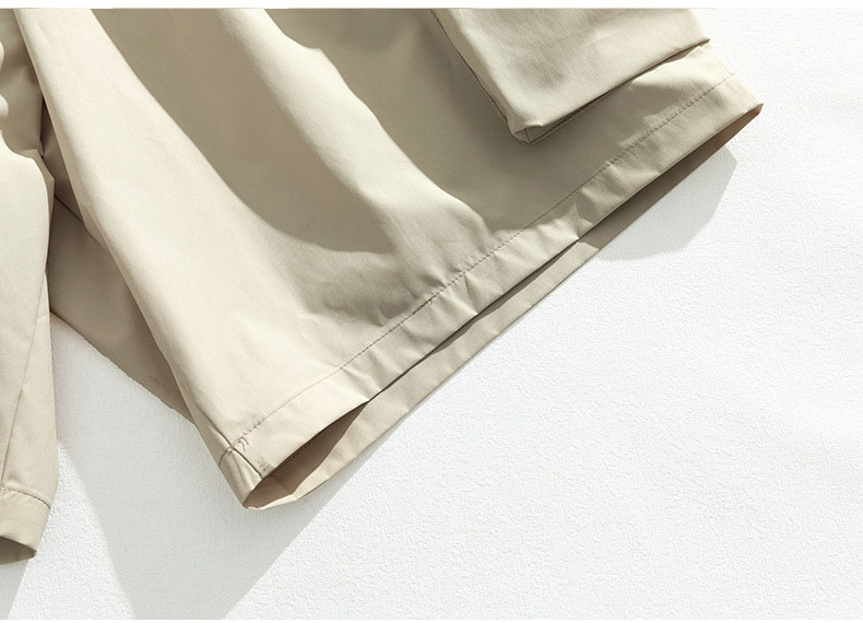 ベージュパンツ ワーク風カーゴハーフパンツ男女兼用春夏