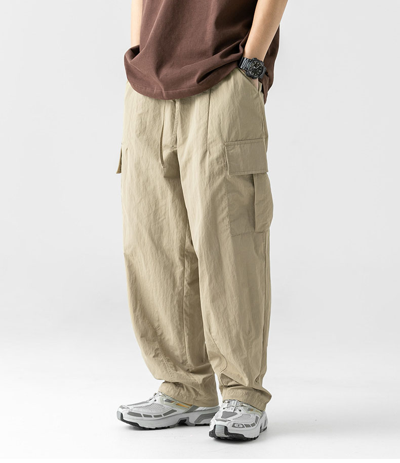 ベージュパンツ 男女兼用 ワイドカーゴパンツ ベージュ 春夏