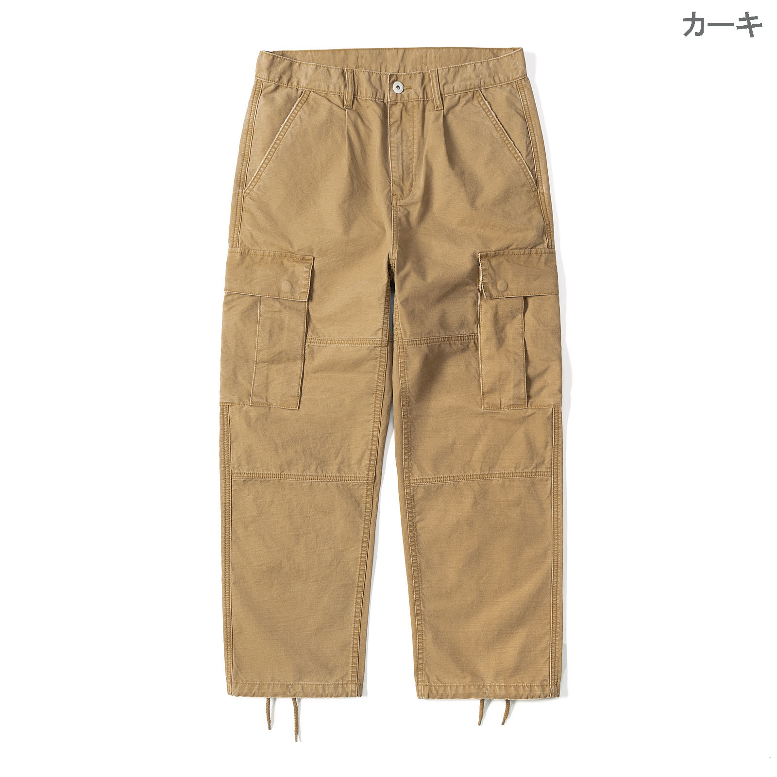ベージュパンツ 男女兼用 ワーク風ベージュカーゴパンツ 春秋新作