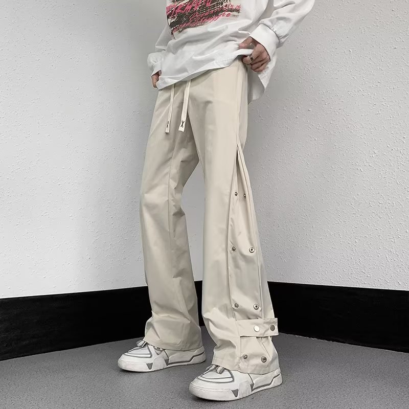 ベージュパンツ ベージュパンツ サイドスナップ ワイド カーゴパンツ