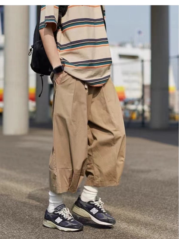 ベージュパンツ ベージュ七分丈ワークパンツ メンズ